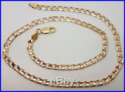 Fabulous 9ct Gold 18 Bevelled Curb Link Chain Necklace. Goldmine Jewellers