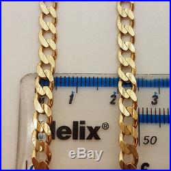 Fabulous 9ct Gold 24 Bevelled Curb Link Chain Necklace. Goldmine Jewellers