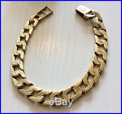 Fabulous Gents Really Heavy Vintage Solid 9ct Gold Bark Effect Bracelet HEAVY