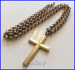 Fabulous Quality Very Heavy Hallmarked Solid 9ct Gold Belcher Chain & 9ct Cross