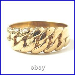Fancy Band Ring 9ct Yellow Gold 4.5g Curb Chain Design Size P 7.5mm Wide