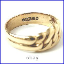 Fancy Band Ring 9ct Yellow Gold 4.5g Curb Chain Design Size P 7.5mm Wide