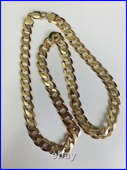 Fine 9ct Yellow Gold Solid Curb Linked Chain Necklet 20 Inches