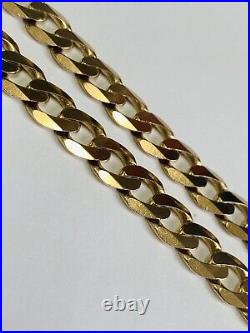 Fine 9ct Yellow Gold Solid Curb Linked Chain Necklet 20 Inches