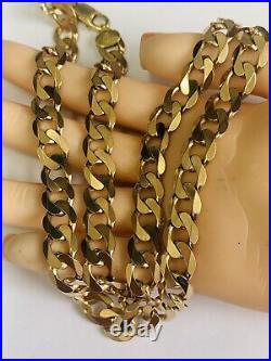 Fine 9ct Yellow Gold Solid Curb Linked Chain Necklet 20 Inches