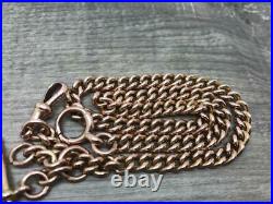 Fine Antique English 9ct 9k Solid Rose Gold Hallmarked Albert Watch Chain