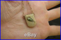 Fine Antique Victorian Japanese Shibayama Bug Insect Pendant w 9ct Gold Chain