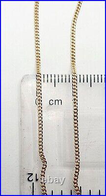 Fine Curb Pendant Chain Necklace 19'' 9ct Yellow Gold 1.30mm