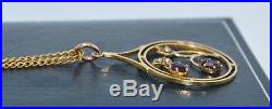 Fine Edwardian 9CT GOLD, Amethyst & Seed Pearl Floral PENDANT Free 18 Chain