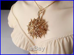 Fine Quality Victorian 9ct Gold Seed Pearl Pendant/brooch & Chain