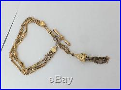 Fine victorian heavy albert 9ct gold watch chain/ bracelet 9k 375