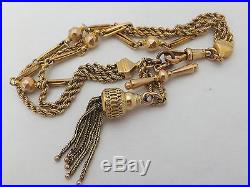 Fine victorian heavy albert 9ct gold watch chain/ bracelet 9k 375
