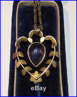 Finest Antique Victorian 9ct Gold Amethyst Pearl Lavaliere Pendant & Chain