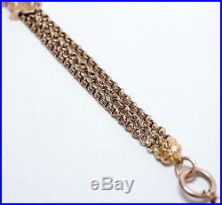 Finest Antique Victorian 9ct Gold Triple Strand Chain Albert Bracelet Charm 15gm