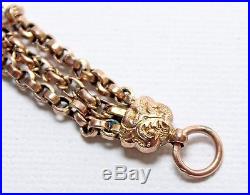 Finest Antique Victorian 9ct Gold Triple Strand Chain Albert Bracelet Charm 15gm