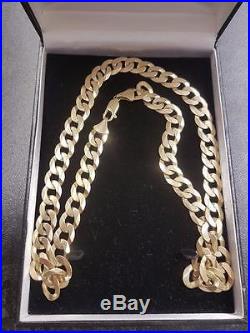 GENUINE 9CT GOLD CHUNKY CURB CHAIN NECKLACE 61CM LENGTH 62 GRAMS (refWG)