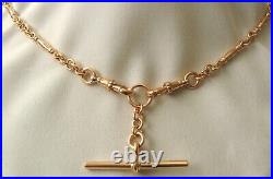 GENUINE 9ct ROSE GOLD ALBERT CHAIN FOB NECKLACE with T-BAR and DOUBLE SWIVEL