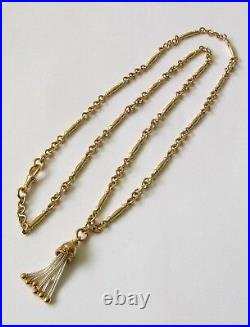 GENUINE 9ct YELLOW GOLD ALBERT CHAIN FOB NECKLACE TASSEL BELL SWIVEL CLASP
