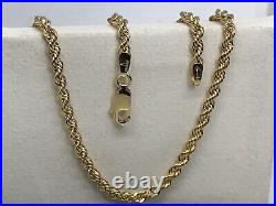 GENUINE 9ct YELLOW GOLD MEN&WOMAN 3MM ROPE CHAIN NECKLACE ALL LENGTHS