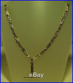 GENUINE SOLID 9ct LIGHT ROSE GOLD 44cm HANDMADE GATE CHAIN FOB, NECKLACE, 21.45g