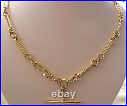 GENUINE SOLID 9ct YELLOW GOLD ALBERT CHAIN FOB NECKLACE with T-BAR and SWIVELS