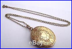 GORGEOUS ANTIQUE GOLD LUCKY HORSESHOE LOCKET AND 22 INCH 9ct GOLD CHAIN