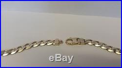 Gents heavy large solid 9ct gold curb chain necklace 22 1/2 inch 71 grams 2010