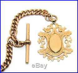 Gents/mens 9ct gold Vertex antique pocket watch and rose gold Albert chain + fob