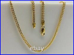 Genuine 9ct Yellow Gold 2.5mm Mens Square Franco Chain Necklace New All Length