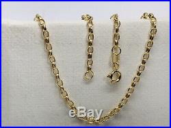 Genuine 9ct Yellow Gold Belcher Chain Necklace Necklet 1.6mm width 20 22