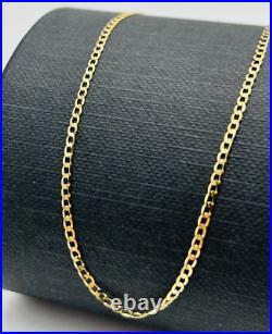 Genuine 9ct Yellow Gold Men&Women 2.5mm Flat Curb Chain Necklace ALL SIZES
