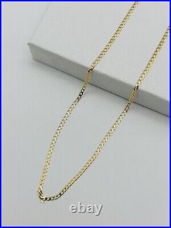 Genuine 9ct Yellow Gold Men&Women 2.5mm Flat Curb Chain Necklace ALL SIZES
