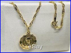 Genuine Gold Madonna Pendant Chain Necklace 9ct Yellow Gold NEW 18 inch