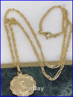Genuine Gold Madonna Pendant Chain Necklace 9ct Yellow Gold NEW 18 inch