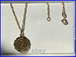 Genuine Gold St Christopher Pendant&Necklace 9ct Yellow Gold 18 inch