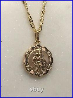 Genuine Gold St Christopher Pendant&Necklace 9ct Yellow Gold New 18 inch