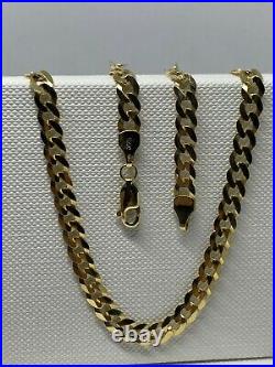 Genuine Solid 9ct Gold 5mm Round Curb Chain Necklace 22 New