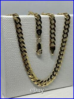 Genuine Solid 9ct Gold 5mm Round Curb Chain Necklace 22 New