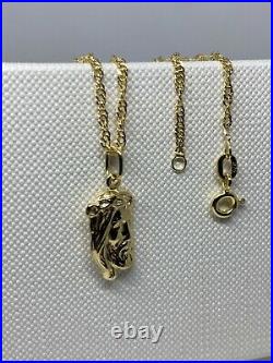 Genuine Solid Jesus Pendant 9ct Gold Chain Neclace 18 inch