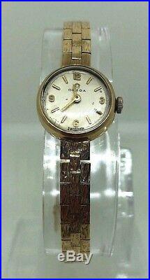 Genuine Vintage 9ct Gold Ladies Omega Cocktail Watch With Safety Chain
