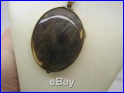 Georgian 18ct Rolled Gold Sepia Painted Mourning Locket 9ct Gold Old Chain