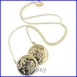 Gold Coin Necklace 9ct Half Sovereign Size St George Two Sovereign Belcher Chain