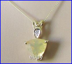 Gold Diamond Necklace 9ct Gold Jelly Opal Diamond Pendant & 9ct Gold Chain