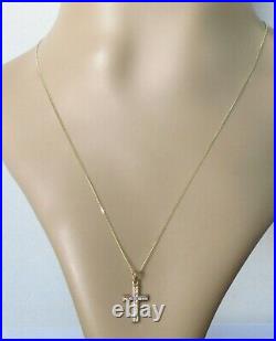 Gold Diamond Necklace 9ct Yellow Gold Diamond Cross Pendant & 9ct Gold Chain