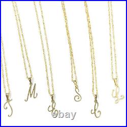 Gold Initial Pendant Letter 9ct Chain Alphabet Necklace Ladies New Many Sizes