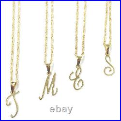 Gold Initial Pendant Letter 9ct Chain Alphabet Necklace Ladies New Many Sizes