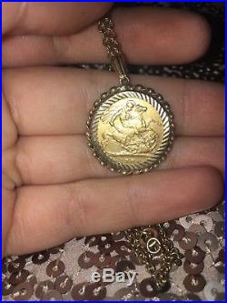 Golden Sovereign Necklace 1900 22ct Sovereign 9ct Gold mount and chain