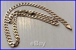 Good Gents Nice Quality Full Hallmarked Solid 9ct Gold Flat Open Curb Chain 19