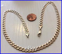 Good Gents Nice Quality Full Hallmarked Solid 9ct Gold Flat Open Curb Chain 19