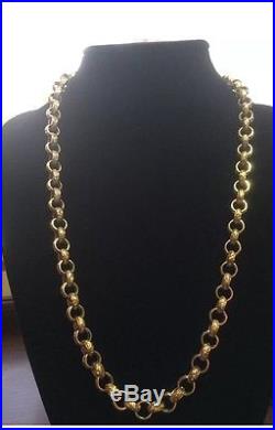 Gorgeous Mens 9CT Gold Heavy Belcher Chain With CZ Stones. 26 Inch. 92.7 Grams